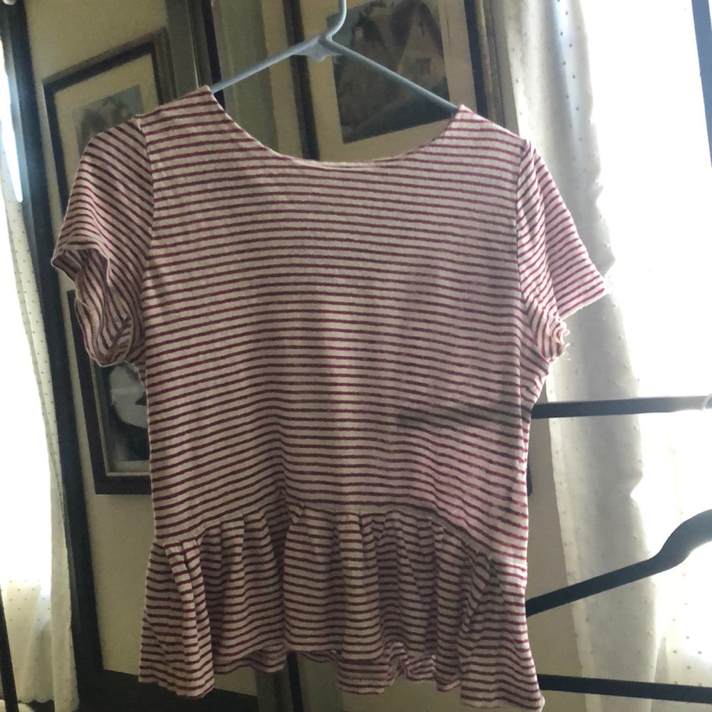 Peplum red and white striped t-shirt